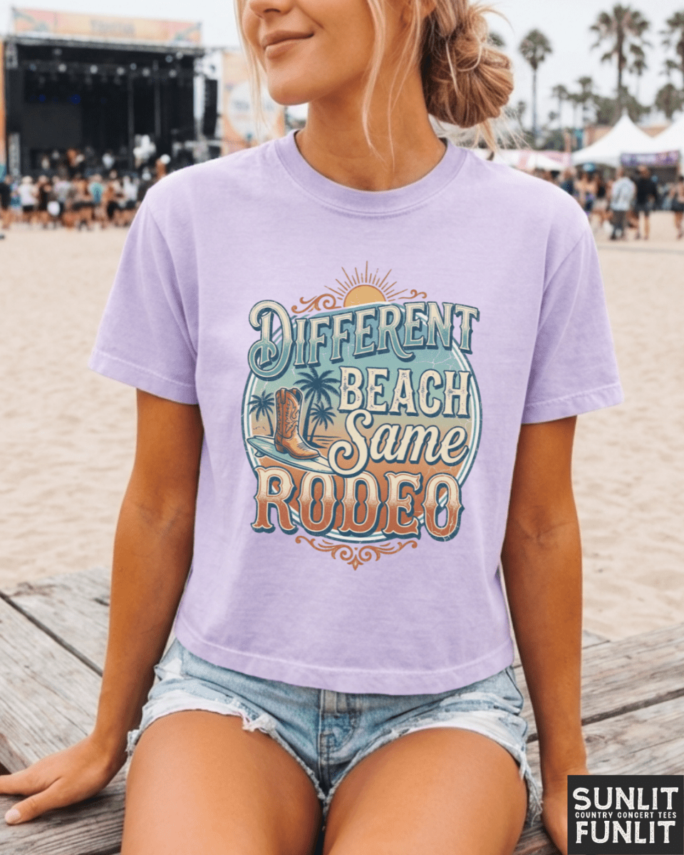 Different Beach Same Rodeo Boxy Cropped Tee