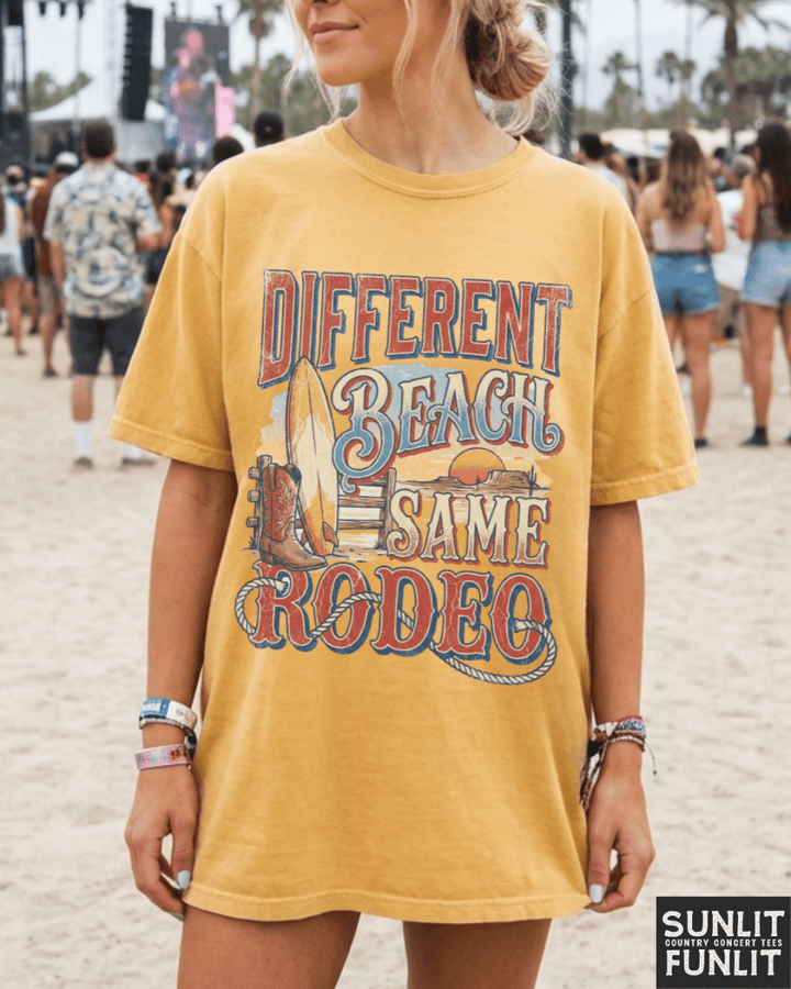 Different Beach Same Rodeo Tee