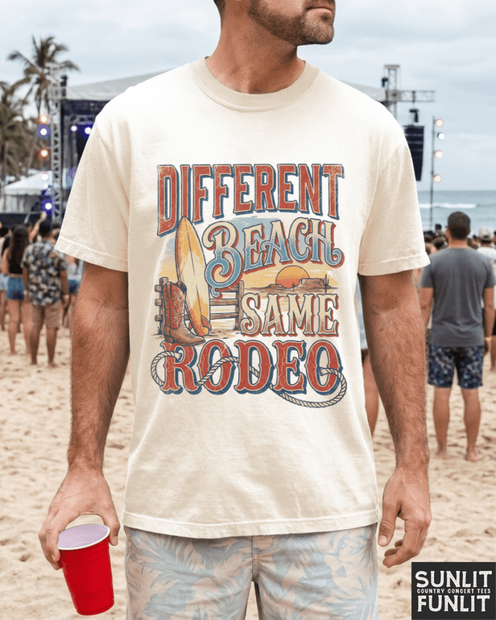Different Beach Same Rodeo Tee