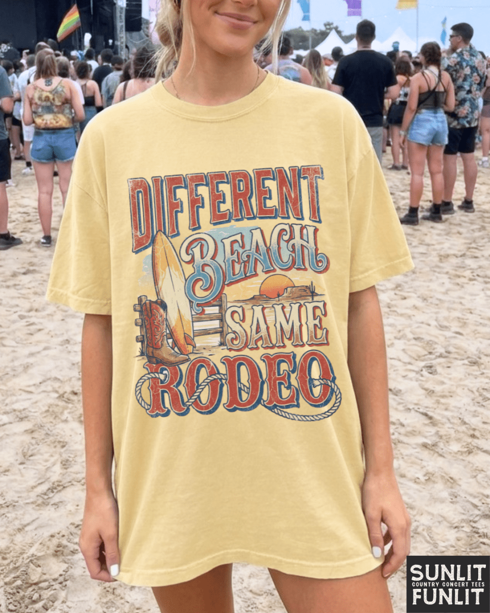 Different Beach Same Rodeo Tee