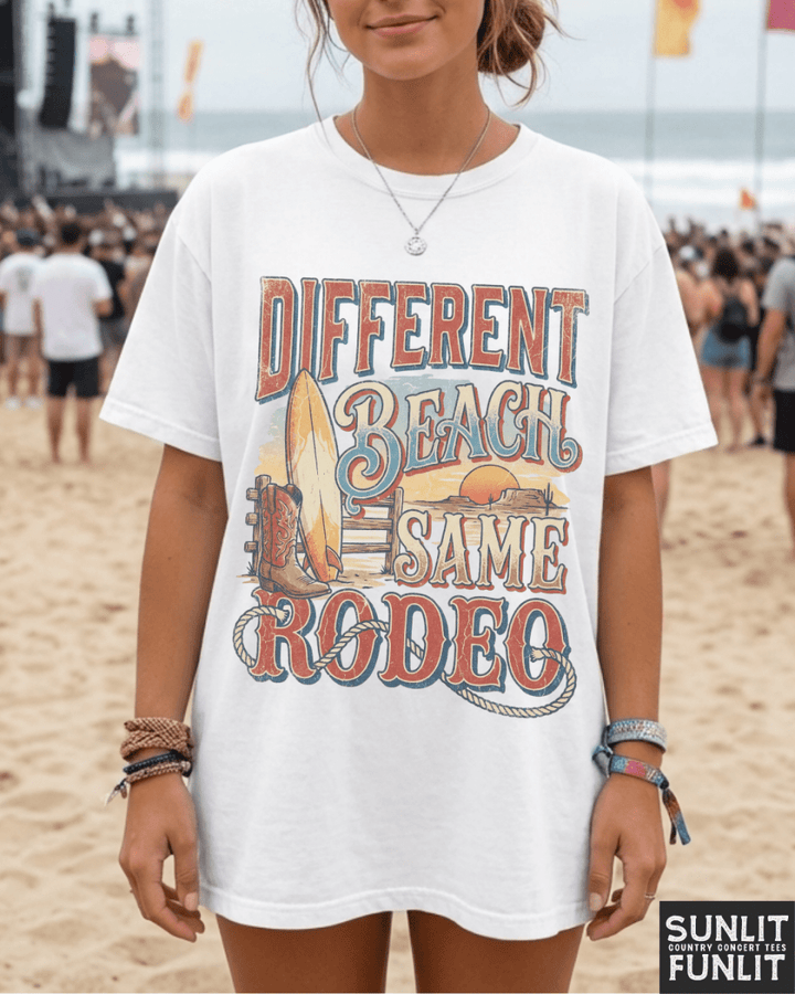 Different Beach Same Rodeo Tee