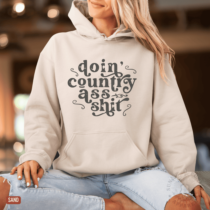 Doin' Country Ass Sh*t Country Concert Hoodie - Sunlit Funlit | Graphic Tees for Country Concert Addicts