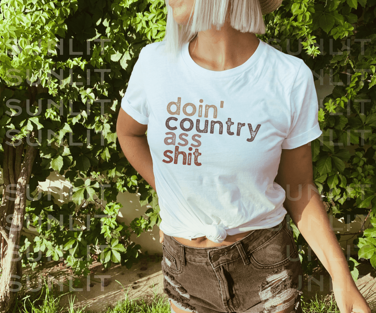 Doin' Country Ass Sh*t Stacked Tee - Sunlit Funlit | Graphic Tees for Country Concert Addicts