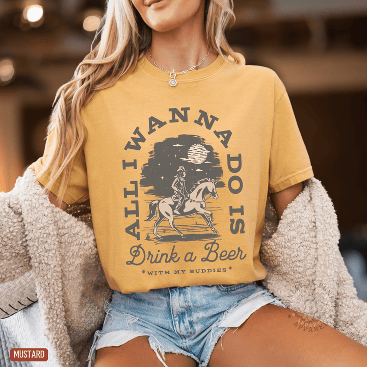 Drink a Beer With My Buddies Tee - Sunlit Funlit | Graphic Tees for Country Concert Addicts