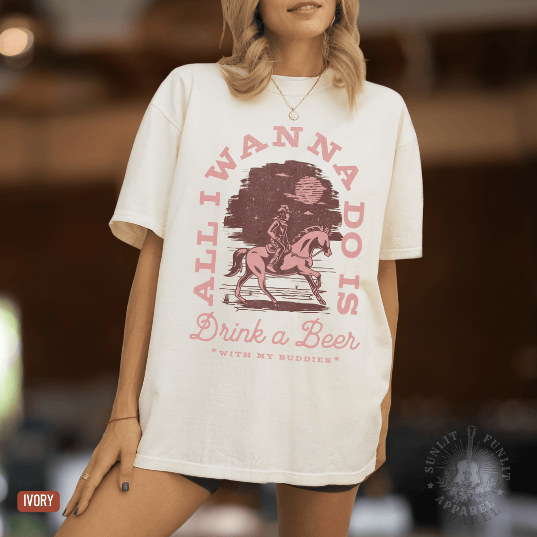 Drink a Beer With My Buddies Tee - Sunlit Funlit | Graphic Tees for Country Concert Addicts