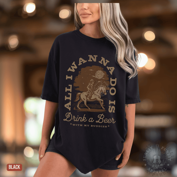 Drink a Beer With My Buddies Tee - Sunlit Funlit | Graphic Tees for Country Concert Addicts