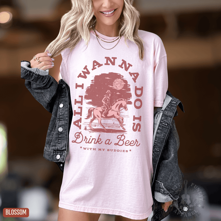 Drink a Beer With My Buddies Tee - Sunlit Funlit | Graphic Tees for Country Concert Addicts