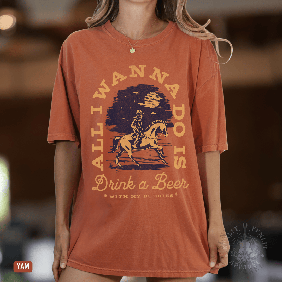 Drink a Beer With My Buddies Tee - Sunlit Funlit | Graphic Tees for Country Concert Addicts