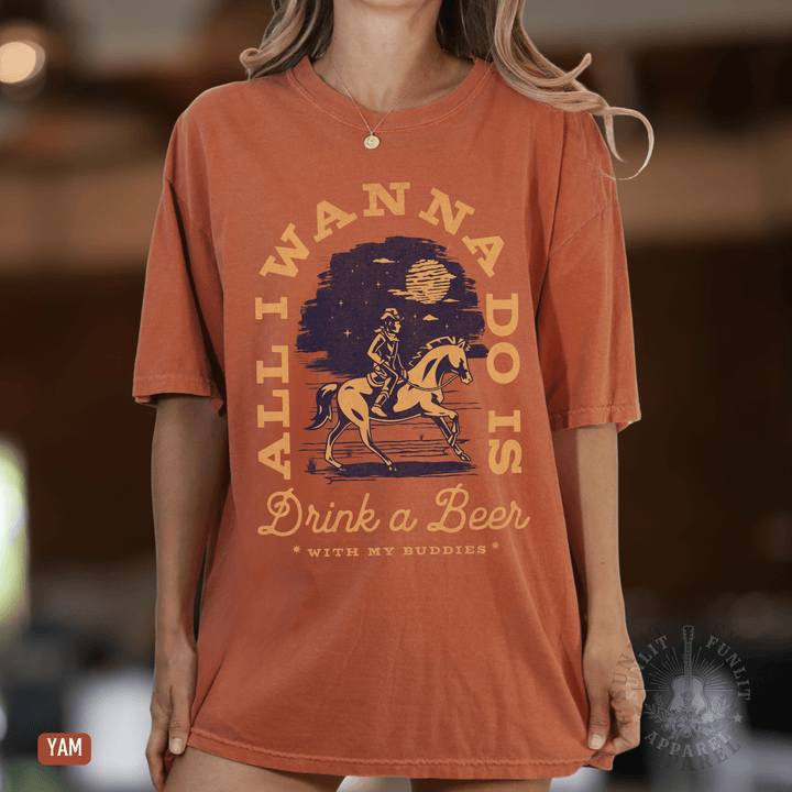 Drink a Beer With My Buddies Tee - Sunlit Funlit | Graphic Tees for Country Concert Addicts