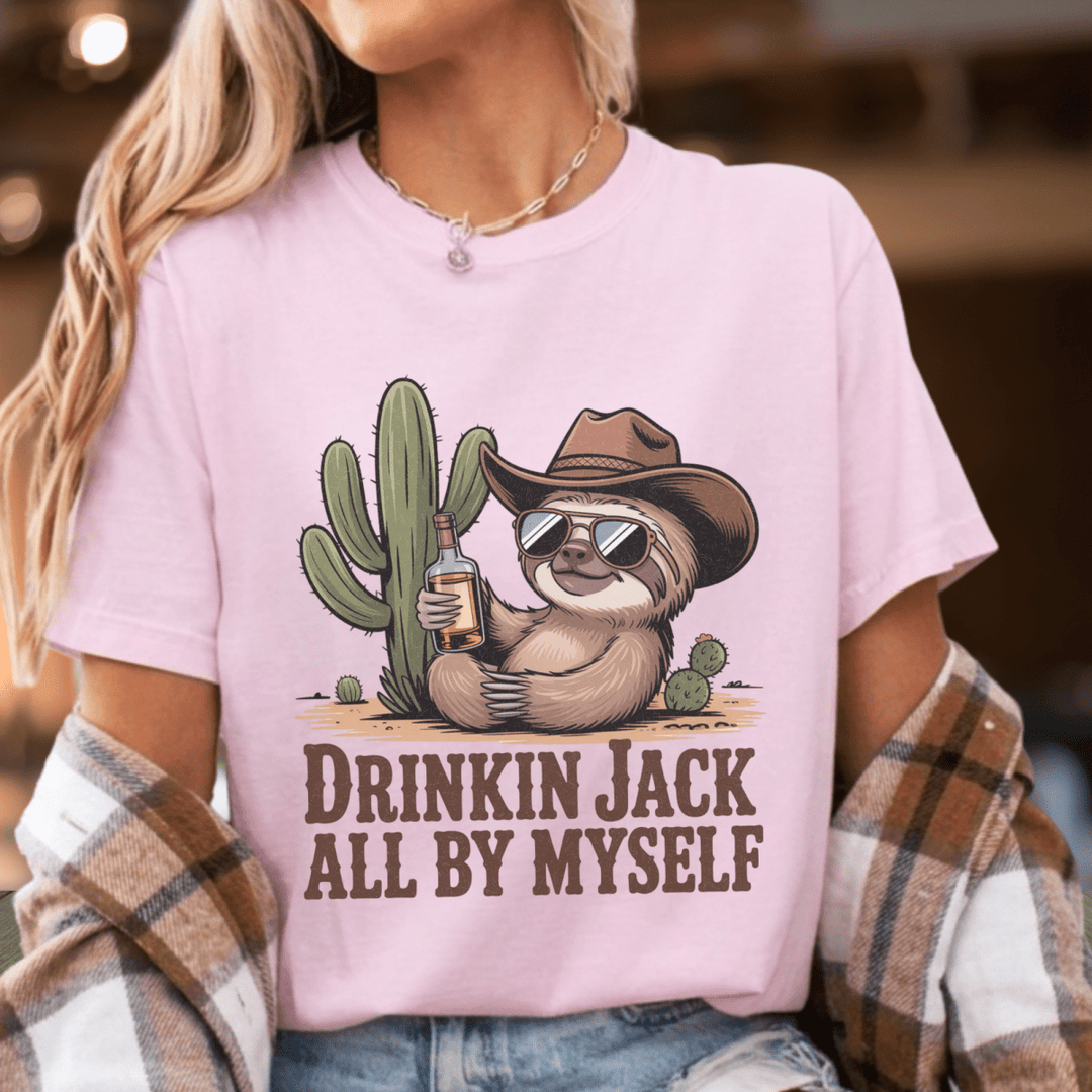 Drinkin' Jack All By Myself Funny Country Shirt - Sunlit Funlit | Graphic Tees for Country Concert Addicts