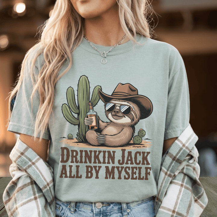 Drinkin' Jack All By Myself Funny Country Shirt - Sunlit Funlit | Graphic Tees for Country Concert Addicts
