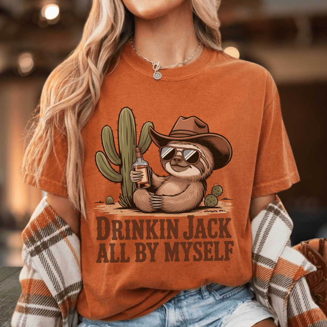 Drinkin' Jack All By Myself Funny Country Shirt - Sunlit Funlit | Graphic Tees for Country Concert Addicts