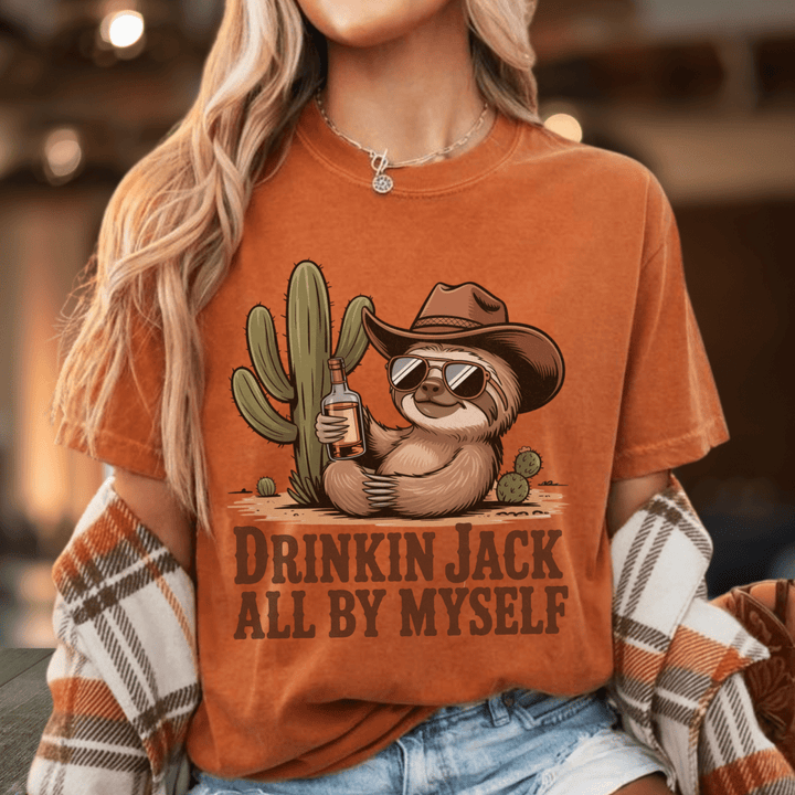 Drinkin' Jack All By Myself Funny Country Shirt - Sunlit Funlit | Graphic Tees for Country Concert Addicts
