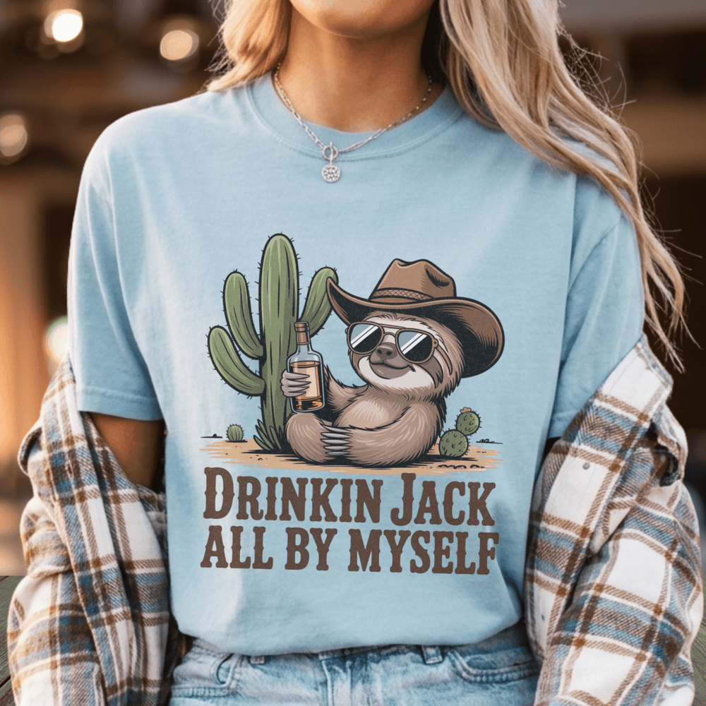 Drinkin' Jack All By Myself Funny Country Shirt - Sunlit Funlit | Graphic Tees for Country Concert Addicts