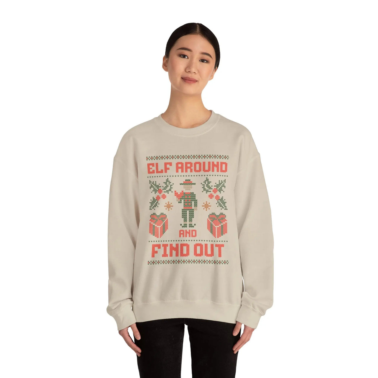 Elf Around & Find Out Funny Christmas Sweater - Sunlit Funlit Country Music Tees