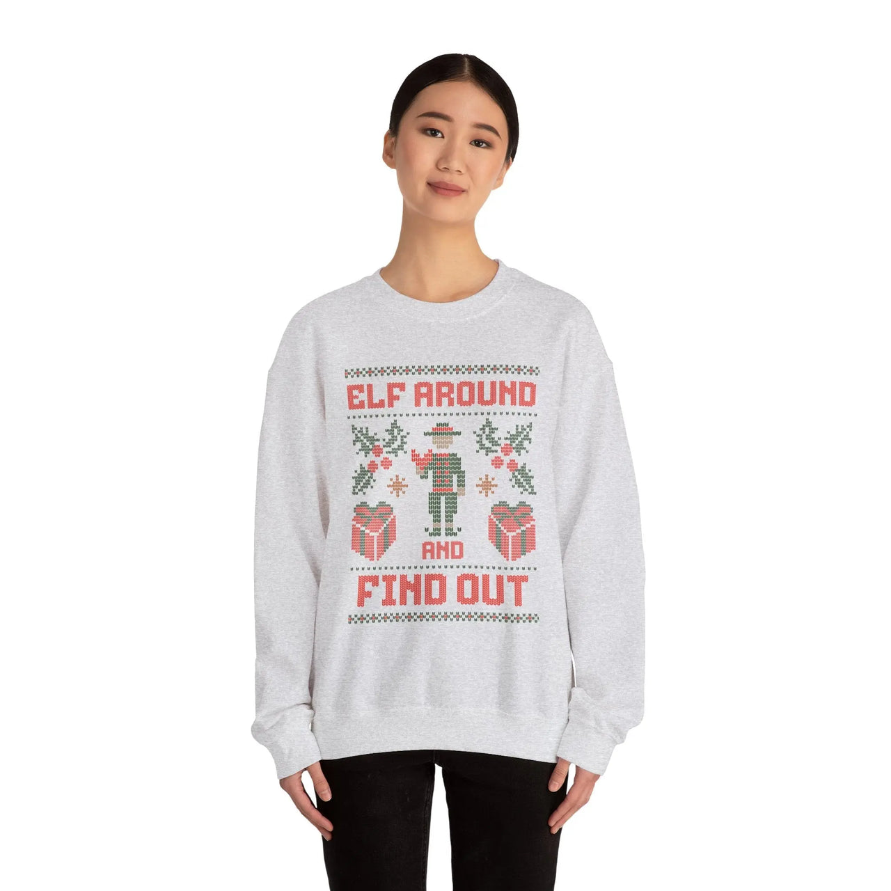 Elf Around & Find Out Funny Christmas Sweater - Sunlit Funlit Country Music Tees