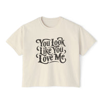 Thumbnail for Ella You Look Like You Love Me Comfort Colors Boxy Cropped Tee - Sunlit Funlit Country Music Tees