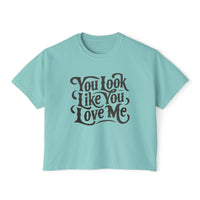 Thumbnail for Ella You Look Like You Love Me Comfort Colors Boxy Cropped Tee - Sunlit Funlit Country Music Tees