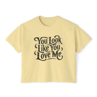 Thumbnail for Ella You Look Like You Love Me Comfort Colors Boxy Cropped Tee - Sunlit Funlit Country Music Tees