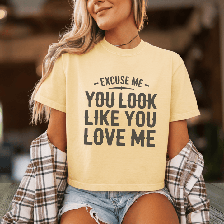Excuse Me Country Concert Boxy Cropped Tee - Sunlit Funlit | Graphic Tees for Country Concert Addicts