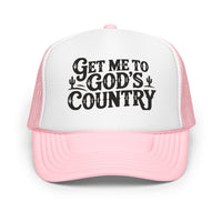 Thumbnail for Get me To God&39;s Country Foam trucker hat - Sunlit Funlit Country Music Tees