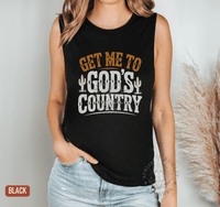 Thumbnail for Get Me To God's Country Muscle Tank - Country Tank Top - Sunlit Funlit | Graphic Tees for Country Concert Addicts