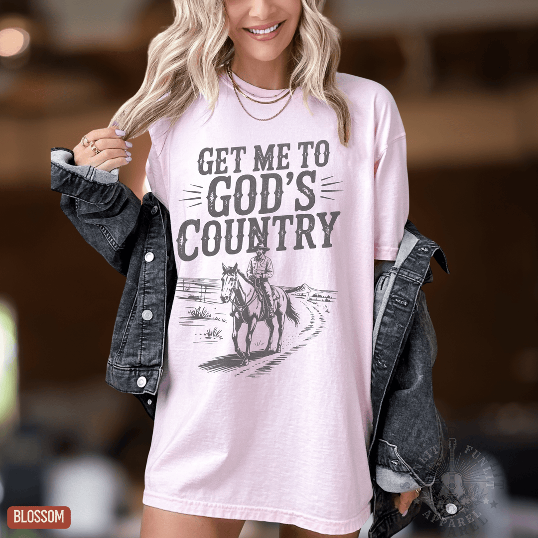 Get Me To God's Country Tee - Sunlit Funlit | Graphic Tees for Country Concert Addicts
