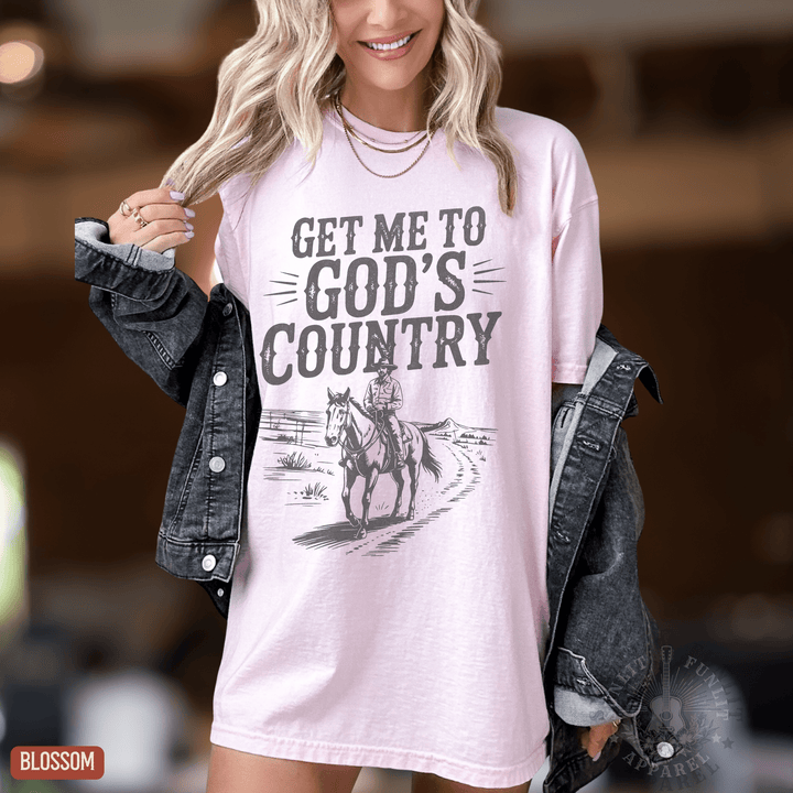 Get Me To God's Country Tee - Sunlit Funlit | Graphic Tees for Country Concert Addicts