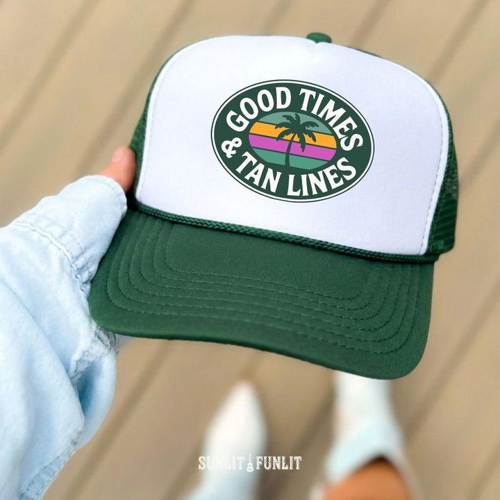 Good Times & Tan Lines Top Trucker Hat - Sunlit Funlit