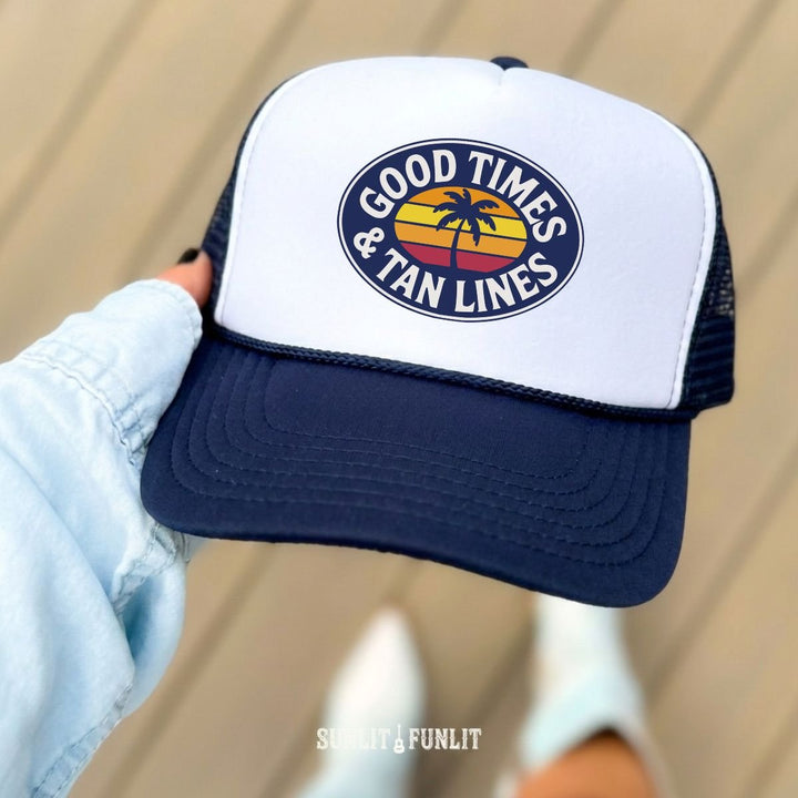 Good Times & Tan Lines Top Trucker Hat - Sunlit Funlit