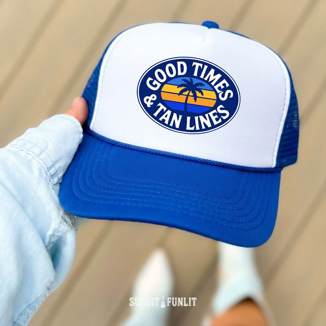 Good Times & Tan Lines Top Trucker Hat - Sunlit Funlit