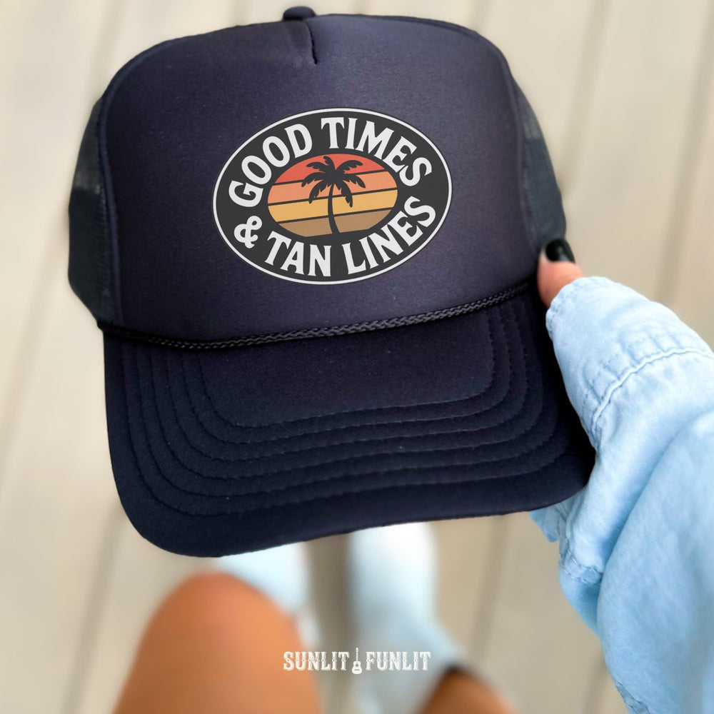 Good Times & Tan Lines Top Trucker Hat - Sunlit Funlit