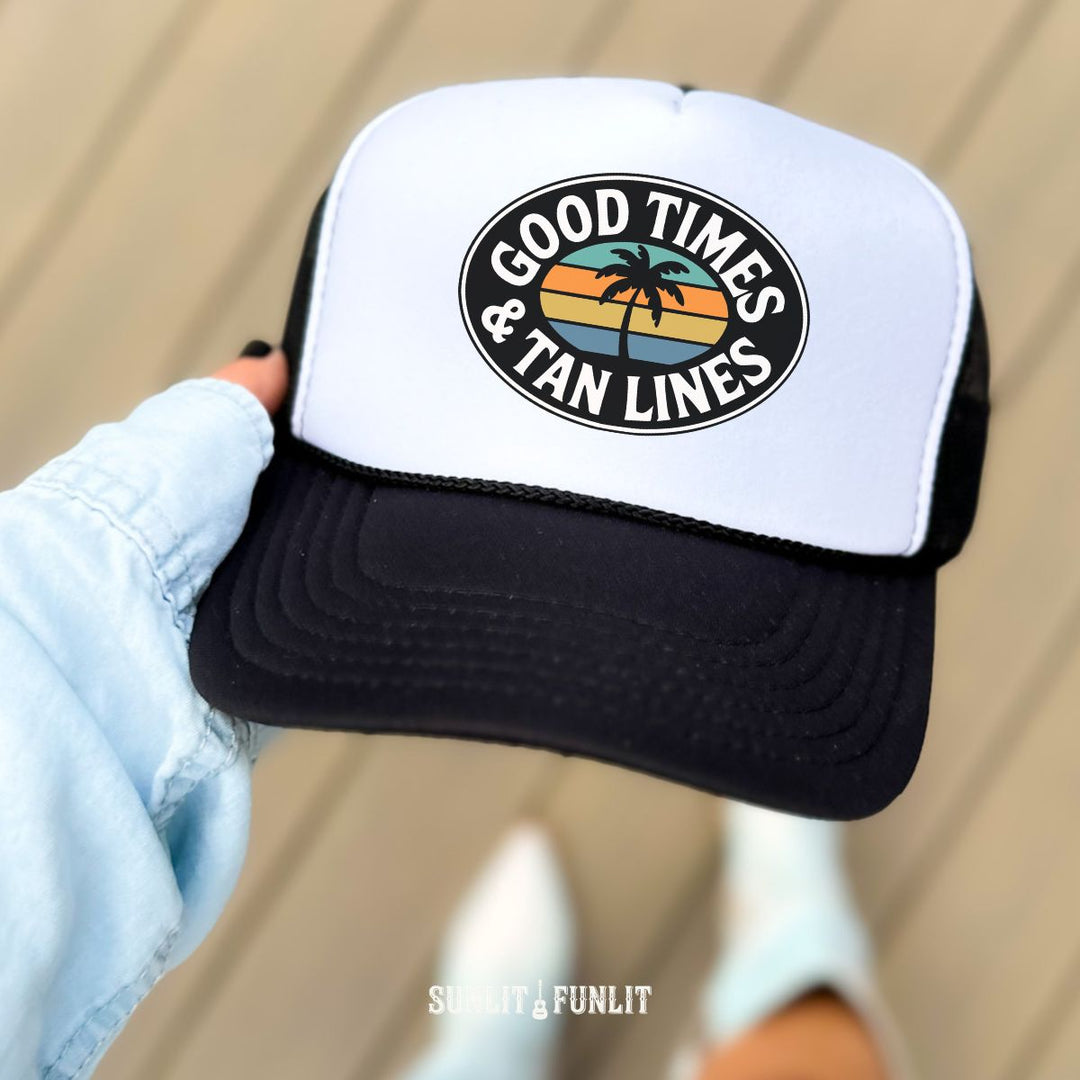 Good Times & Tan Lines Top Trucker Hat - Sunlit Funlit