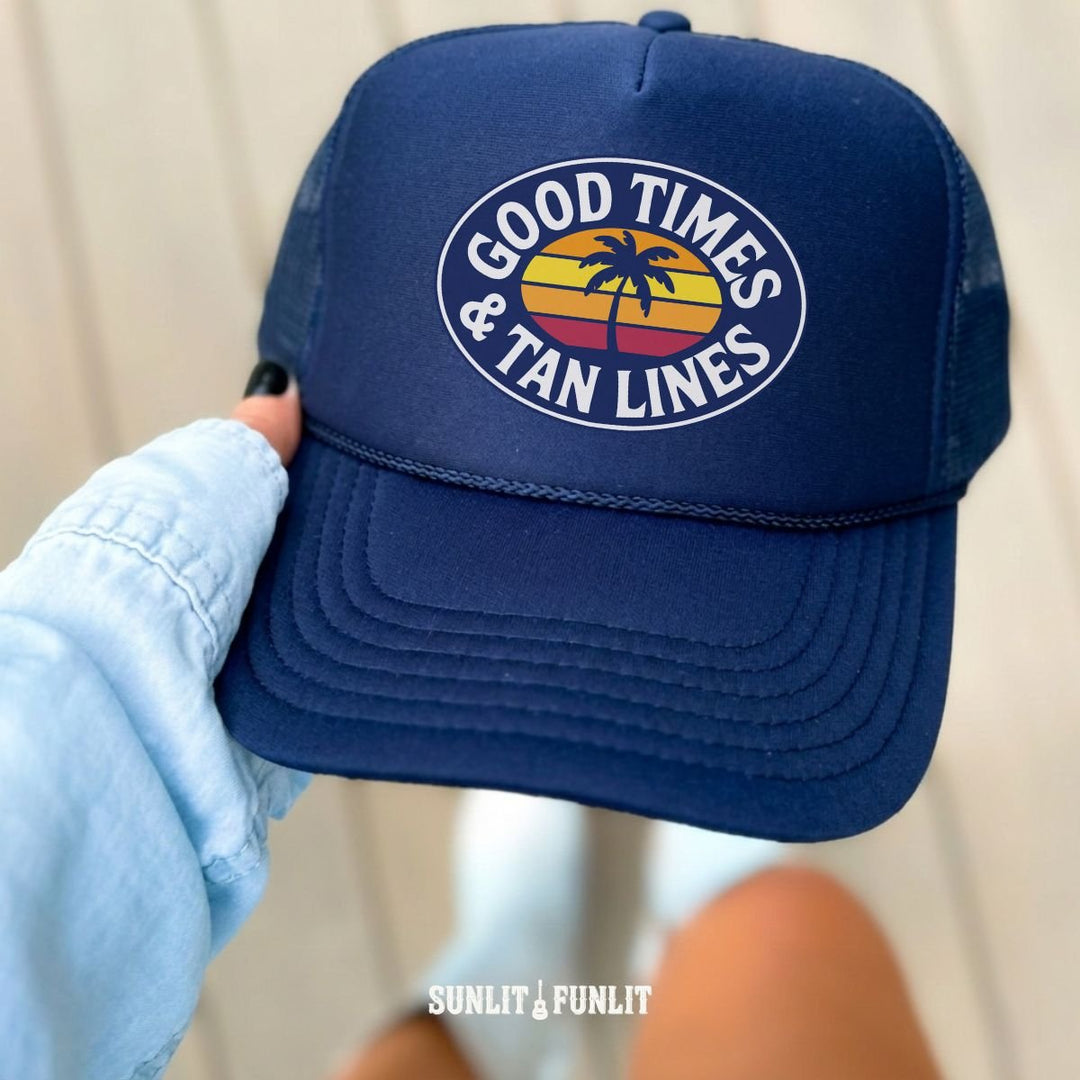 Good Times & Tan Lines Top Trucker Hat - Sunlit Funlit