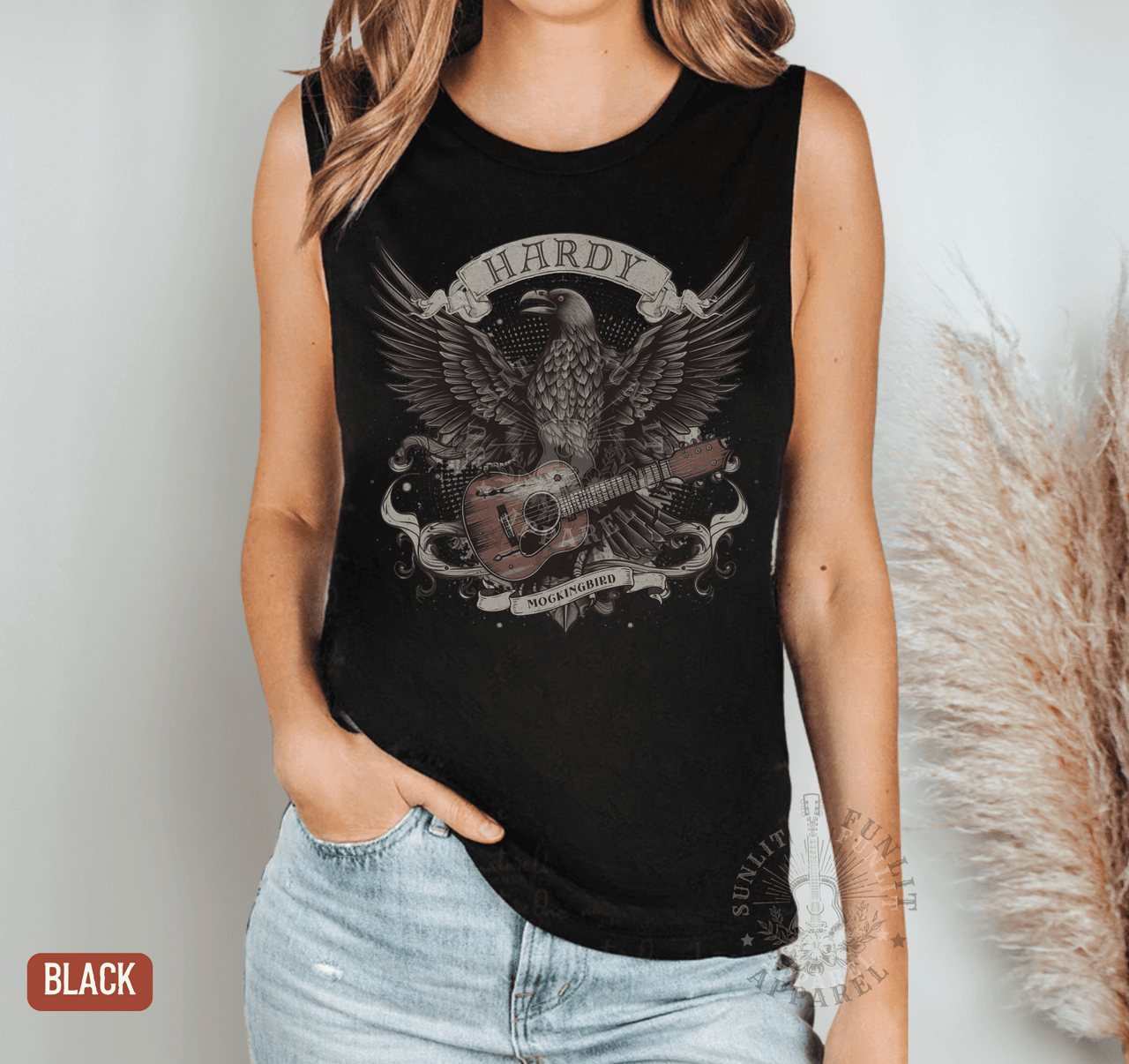 Hardy Americana Muscle Tank – Country Concert Tank Top - Sunlit Funlit | Graphic Tees for Country Concert Addicts
