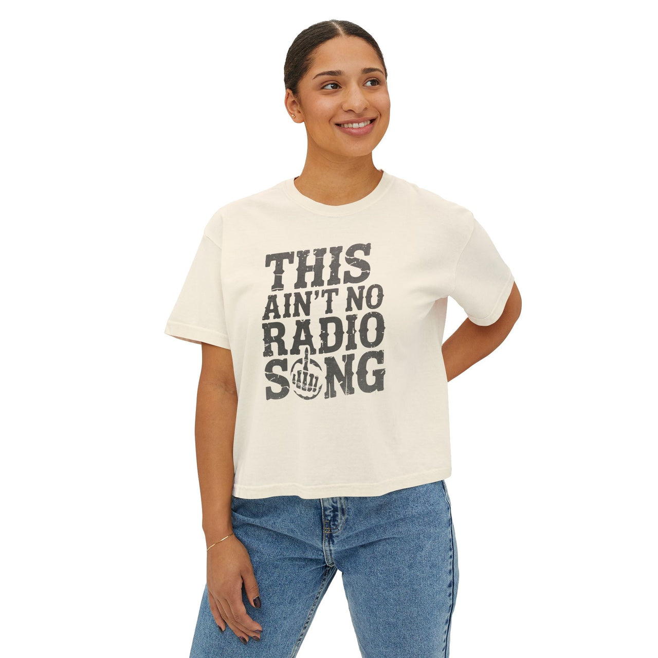 Hardy Radio Song Comfort Colors Boxy Cropped Tee - Sunlit Funlit Country Music Tees