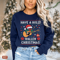 Thumbnail for Have a Holly Wallen Christmas Country Music Holiday Sweater - Sunlit Funlit | Graphic Tees for Country Concert Addicts