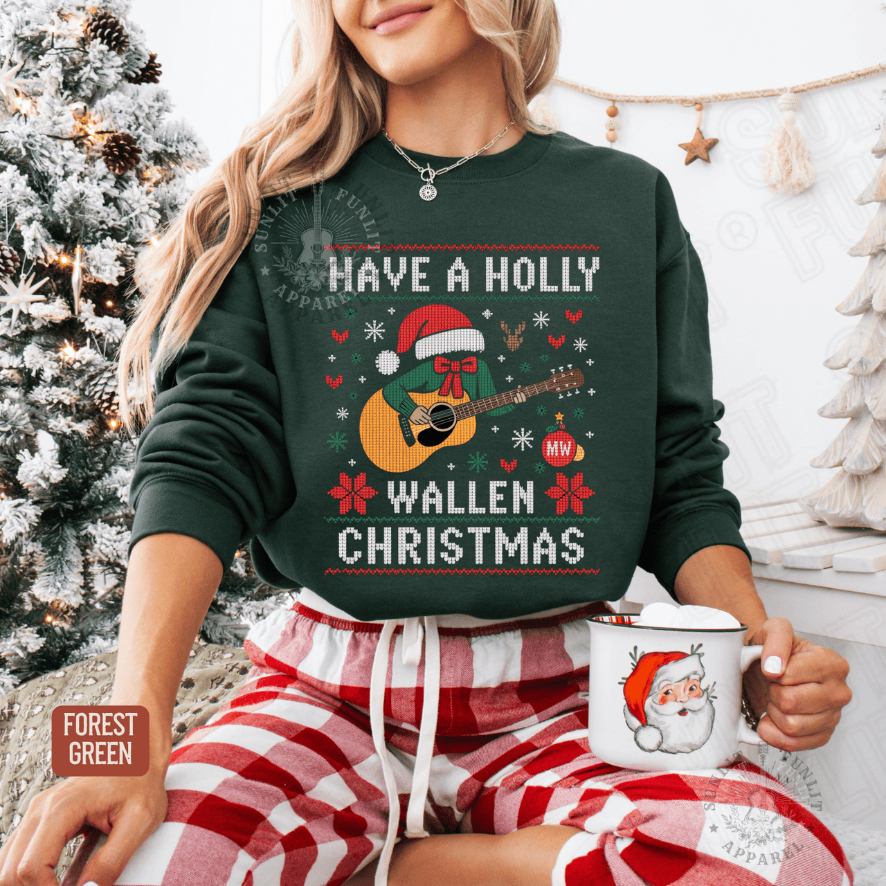 Have a Holly Wallen Christmas Country Music Holiday Sweater - Sunlit Funlit | Graphic Tees for Country Concert Addicts