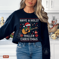 Thumbnail for Have a Holly Wallen Christmas Country Music Holiday Sweater - Sunlit Funlit | Graphic Tees for Country Concert Addicts