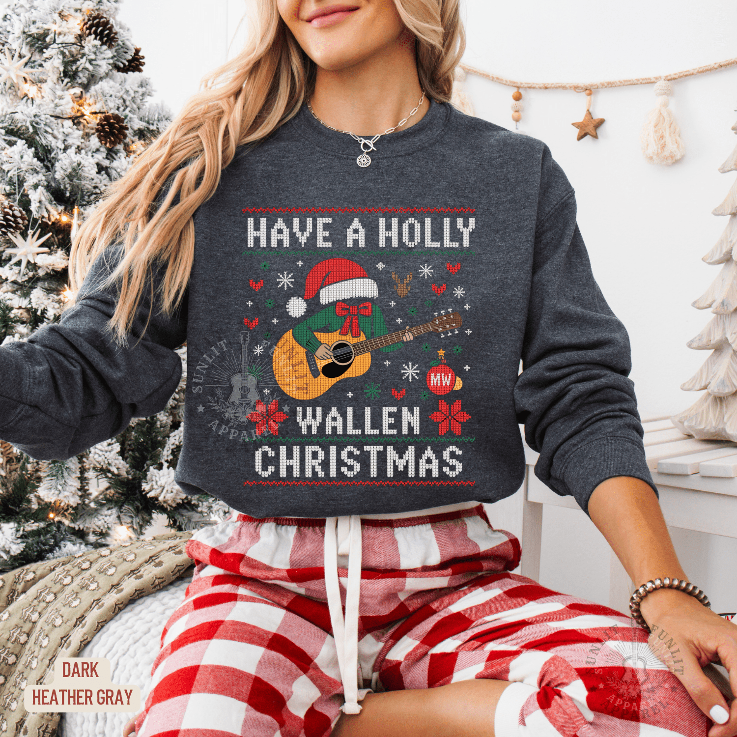 Have a Holly Wallen Christmas Country Music Holiday Sweater - Sunlit Funlit | Graphic Tees for Country Concert Addicts