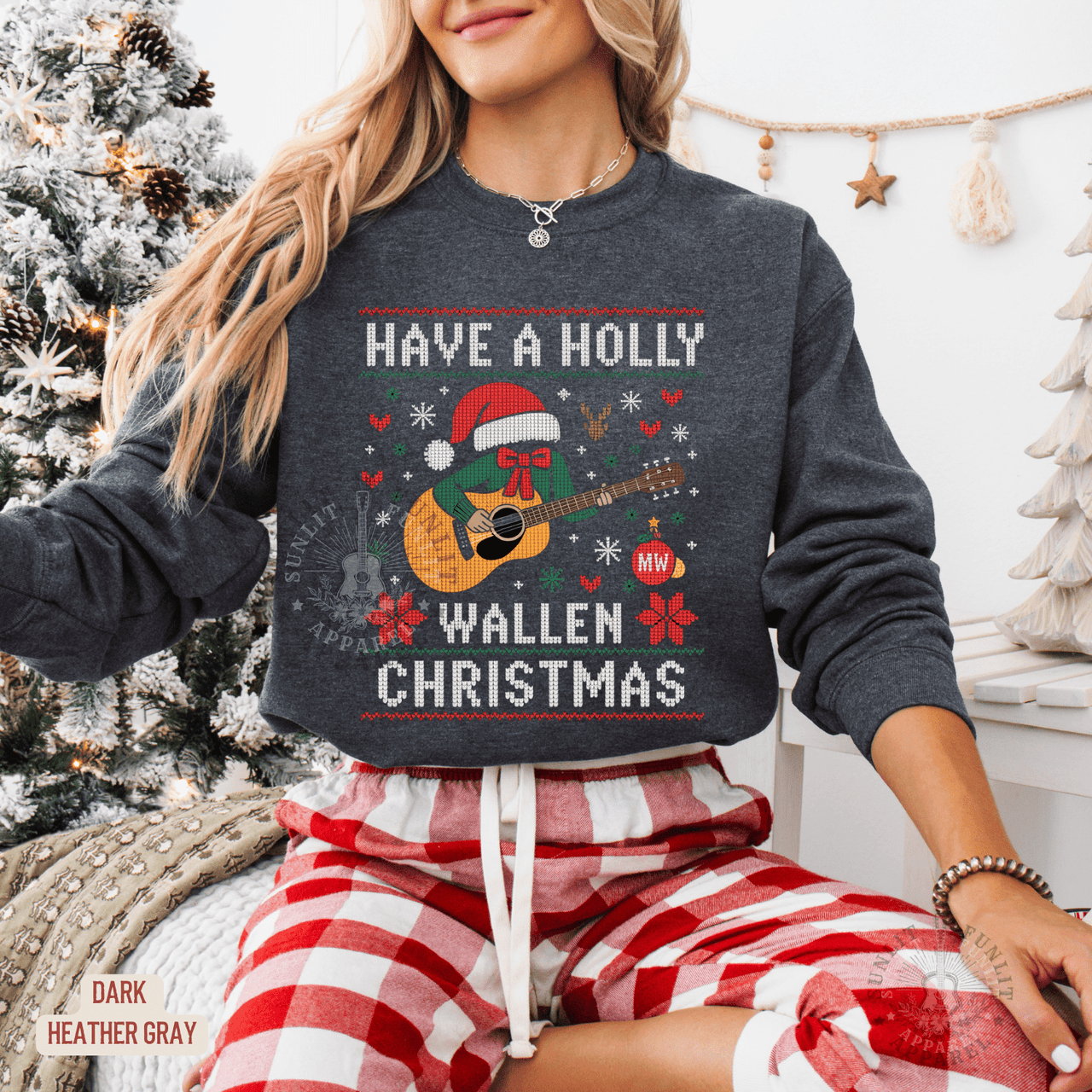 Have a Holly Wallen Christmas Country Music Holiday Sweater - Sunlit Funlit | Graphic Tees for Country Concert Addicts
