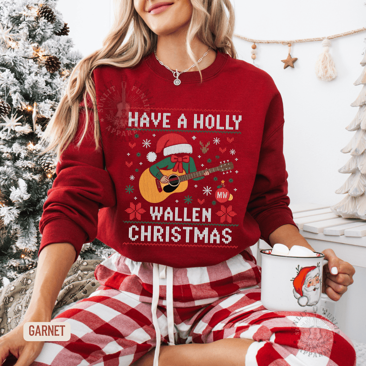 Have a Holly Wallen Christmas Country Music Holiday Sweater - Sunlit Funlit | Graphic Tees for Country Concert Addicts