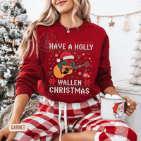 Thumbnail for Have a Holly Wallen Christmas Country Music Holiday Sweater - Sunlit Funlit | Graphic Tees for Country Concert Addicts