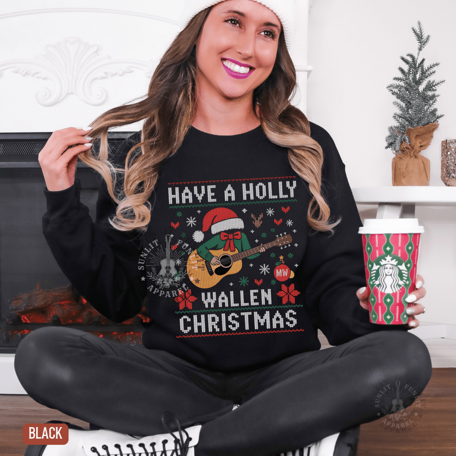 Have a Holly Wallen Christmas Country Music Holiday Sweater - Sunlit Funlit | Graphic Tees for Country Concert Addicts
