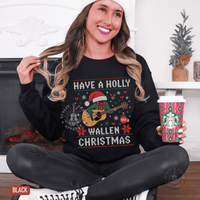 Thumbnail for Have a Holly Wallen Christmas Country Music Holiday Sweater - Sunlit Funlit | Graphic Tees for Country Concert Addicts