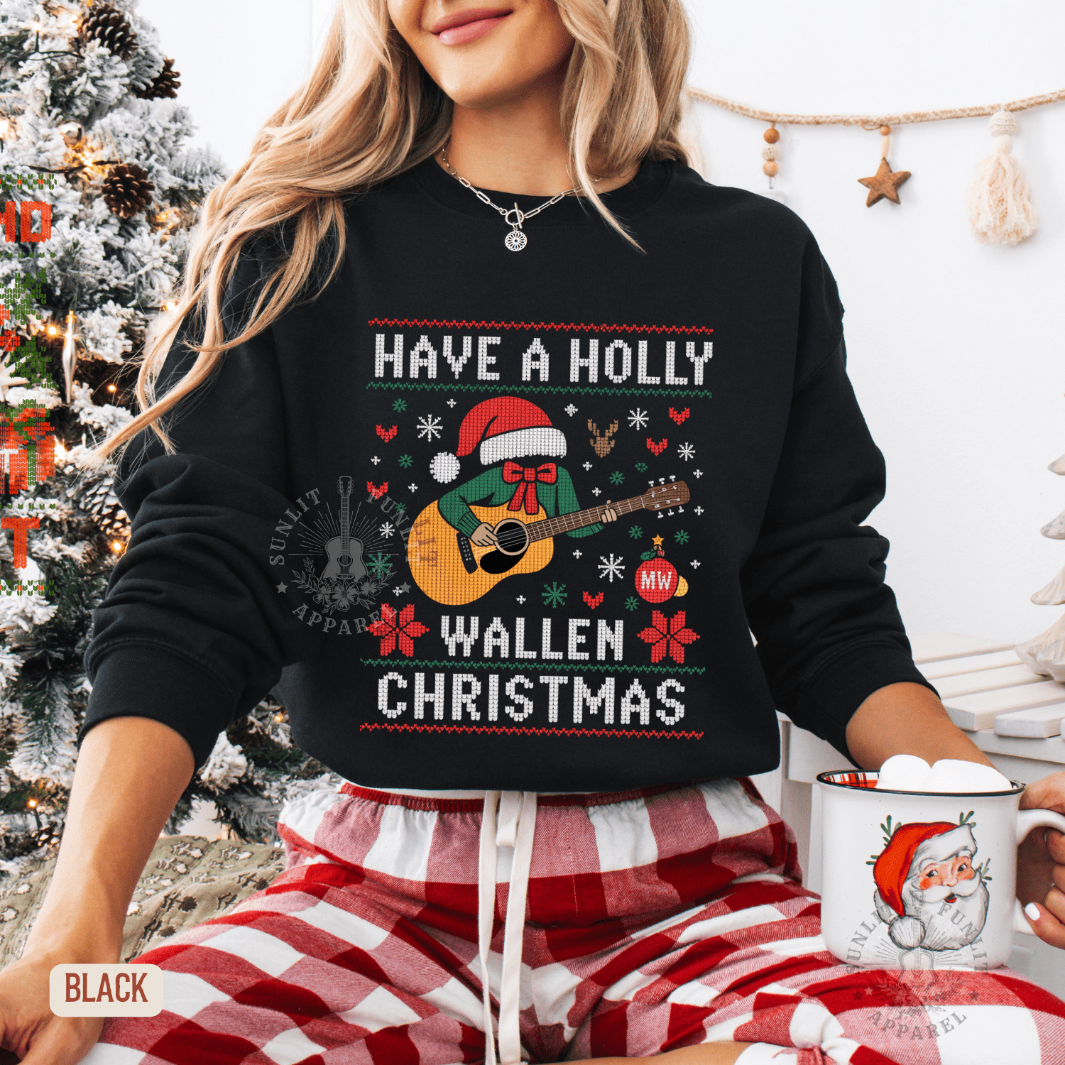Have a Holly Wallen Christmas Country Music Holiday Sweater - Sunlit Funlit | Graphic Tees for Country Concert Addicts