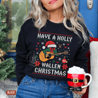 Thumbnail for Have a Holly Wallen Christmas Country Music Holiday Sweater - Sunlit Funlit | Graphic Tees for Country Concert Addicts