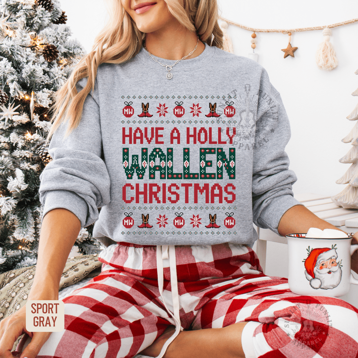 Have a Holly Wallen Christmas Holiday Ugly Sweater Style - Sunlit Funlit | Graphic Tees for Country Concert Addicts