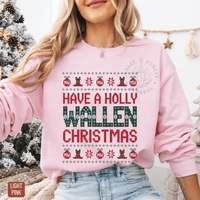 Thumbnail for Have a Holly Wallen Christmas Holiday Ugly Sweater Style - Sunlit Funlit | Graphic Tees for Country Concert Addicts