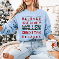 Thumbnail for Have a Holly Wallen Christmas Holiday Ugly Sweater Style - Sunlit Funlit | Graphic Tees for Country Concert Addicts